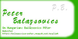 peter balazsovics business card