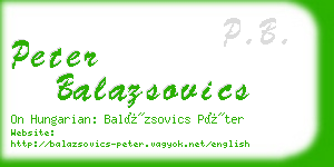 peter balazsovics business card